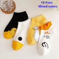 10 Pairs Cartoon Women Socks Fashionable And Versatile Cute Design Funny Goose Breathable Soft Comfortable Women Casual Socks-belleandkai.com