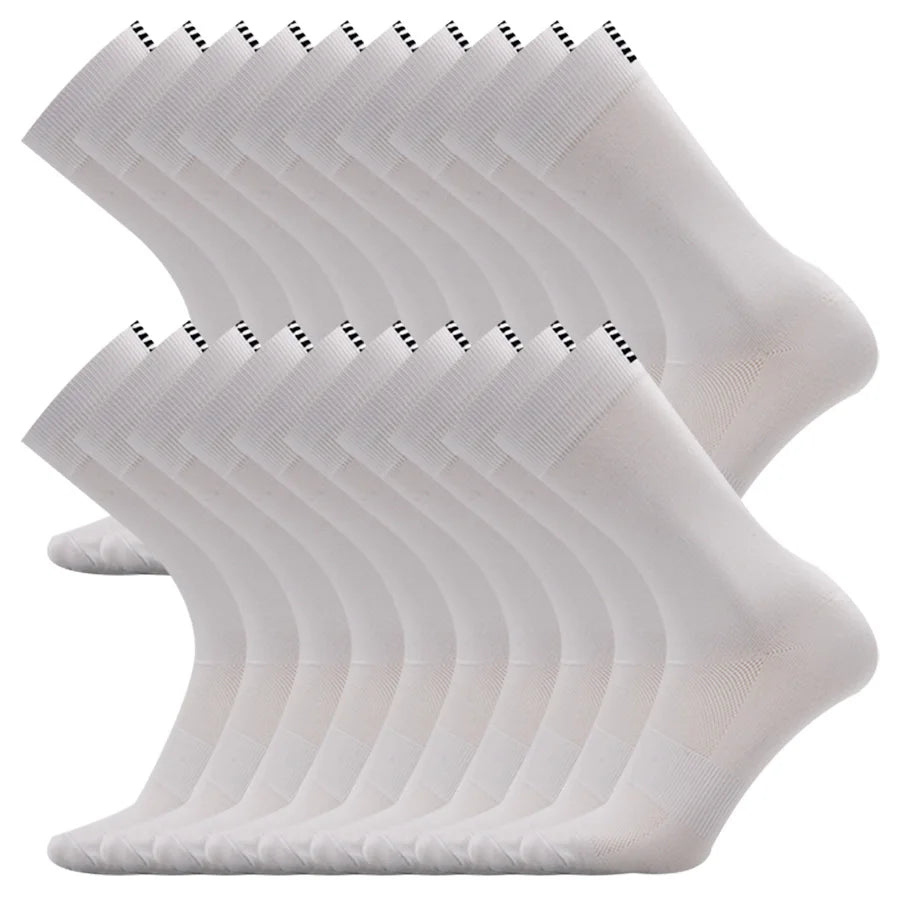 1/5/10/20pair Mid-Calf Athletic Socks For Cycling Running, Sweat-absorbing Breathable Sports Socks For Men Women-belleandkai.com