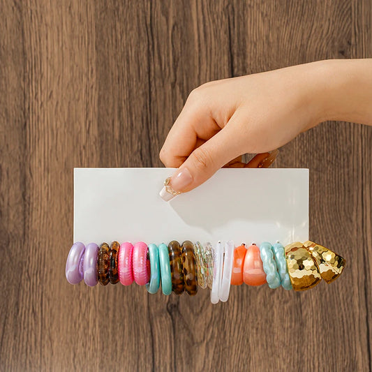 60pcs Korean Version Simple Acrylic Earring Set for Women's Fashion, Colorful and Versatile Earrings and Earrings-belleandkai.com