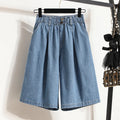 High Waist Wide Leg Loose Denim Shorts Women 2024 Summer New Arrivals Half Length Blue Color Jeans Shorts Korean Casual Jeans-belleandkai.com