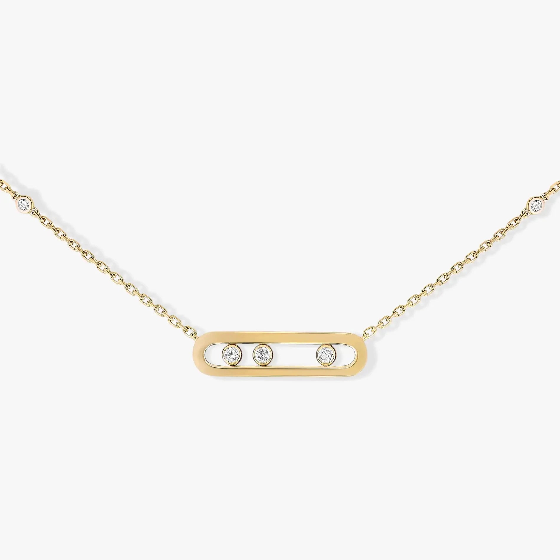 925 sterling silver classic fashionable mobile three diamond women's necklace. Holiday gifts-belleandkai.com