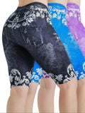 3 Piece Set Of Lmitation Denim Leggings For Women Butterfly Waist Fruit Flower Elastic Shorts High Waist Casual-belleandkai.com