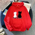 Women's Fleece Lined Hoodie Casual Cartoon Cat Print Oversize Loose Fit Autumn Winter Top Fashion Comfortable Streetwear-belleandkai.com