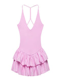 TRAF Women's Deep V-neck Sleeveless Sling Mini Dress Temperament Sexy Splicing Neck Short Backless Dress Elegant Women's Fashion-belleandkai.com