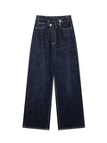 Women's Basic Hundred Jeans New Fashion Asymmetric Design High Waist Wide Leg Trousers Casual Women's Straight Leg Jeans-belleandkai.com