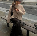 Vintage O-neck Sweater For Women Casual Long Sleeved Loose Knitwear Pullover 2024 New Winter Female High Streetwear Jumper Tops-belleandkai.com