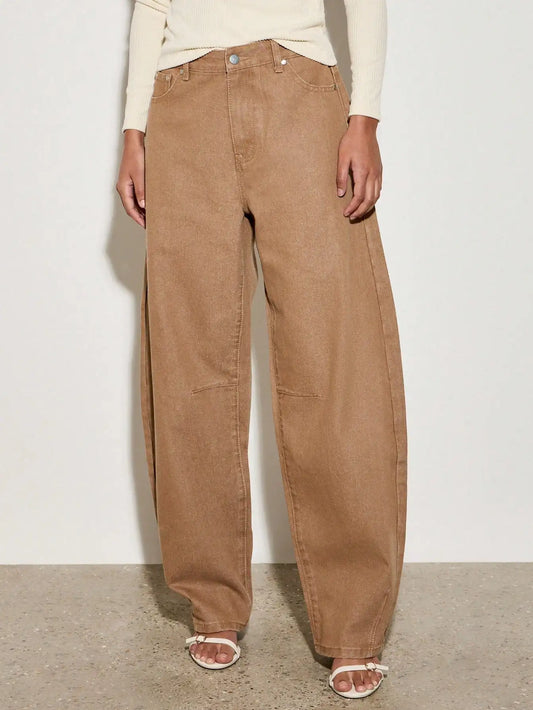 European style  American retro  high waisted wide leg jeans for women  new style for spring summer 2025  loose and slimming effe-belleandkai.com