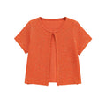 TRAFSHE Women's Fashion Summer Orange Knitwear Short Sleeve O-Neck One Button Sweater Top Knit Sequins Cardigan Women 9598092-belleandkai.com
