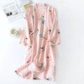 Japanese kimono dressing gown spring and autumn ladies cotton crepe cloth thin summer bathrobe home service sleepwear bath robe-belleandkai.com