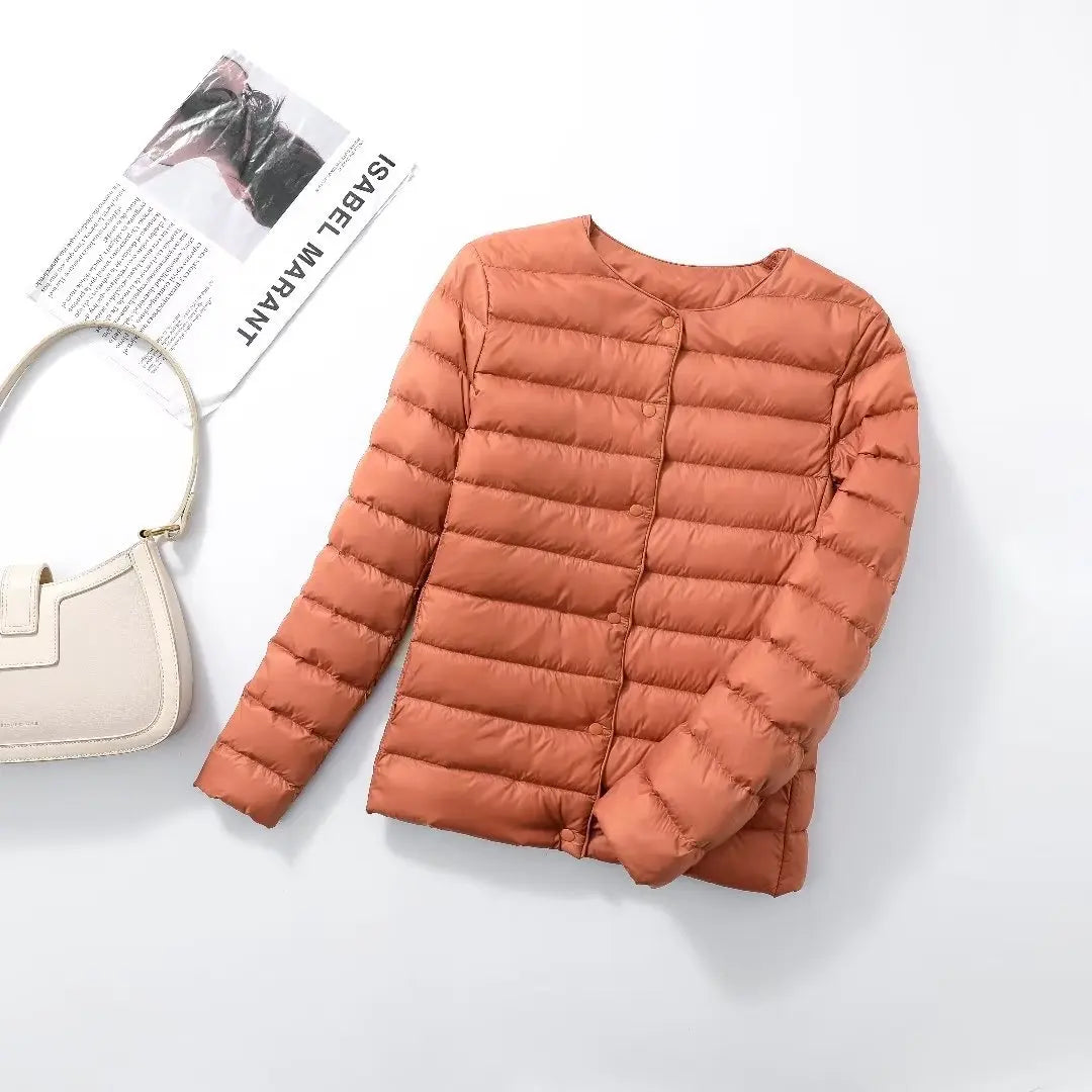 2023 New Arrivals Autumn Winter Warm Women White Duck Down Slim Jackets Female Fashion Ultra Lightweight Packable Puffer Coats-belleandkai.com