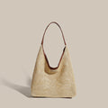 Straw Tote Bag for Women Large Capacity Woven Shoulder Bag with PU Purse Beach Summer Bag Clutch Purse for Vacation Travel-belleandkai.com