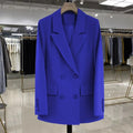 Women's Blazer Double Breasted Office Wear Suit Coats 2025 Fashion Jackets Long Sleeve Flap Pockets Chic Female Outerwear-belleandkai.com