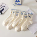 5 Pairs/Lot Socks Women's Cotton Print Short Ankle Set White Sports Cycling Running Compression Summer Breathable-belleandkai.com