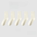 1/5 Pairs Cotton Socks Women Seamless Soft Crew Socks Medium Tube Long Loose Casual Solid Color Anti-Pilling Breathable-belleandkai.com