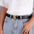 Personalized Custom Letter Crocodile Skin Belts Women Luxury Designer Brand Unisex Cross Stainless Steel Buckle Christmas Gift-belleandkai.com
