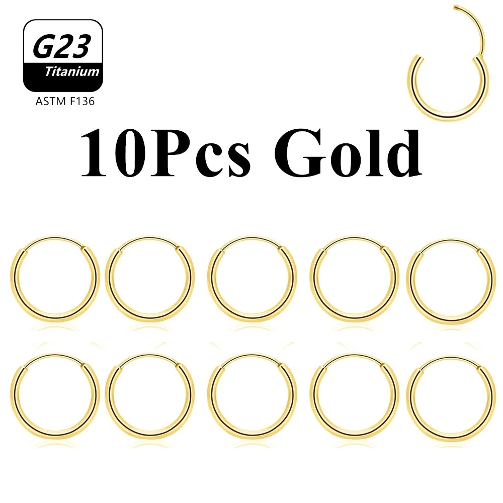 1/10pcs G23 Titanium Hoop Earring For Women Piercing Nose Ring ASTM F136 Body Jewelry Accessories Wholesale 2024 New-belleandkai.com