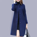 New Fashion British Solid Button Wool Coat Women Long Sleeve Jackets Woman Elegant Pocket Slim Outfit Mujer-belleandkai.com