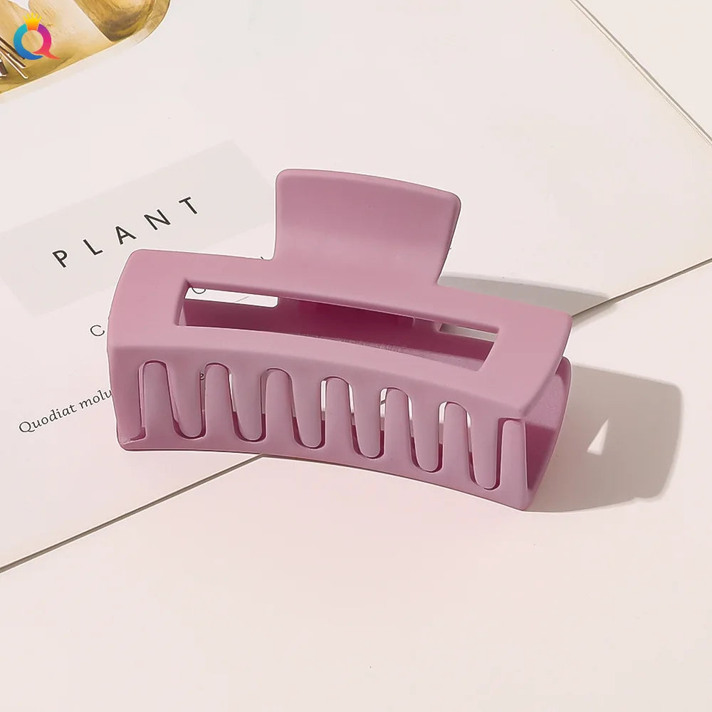 Simple Frosted Shark Hair Claws Candy Color No Slip Large Square Cross Shaped Jaw Clip For Women Girls Thin Thick Long Hair-belleandkai.com