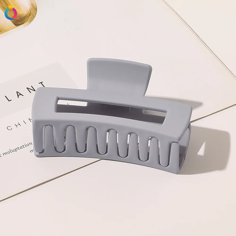 Simple Frosted Shark Hair Claws Candy Color No Slip Large Square Cross Shaped Jaw Clip For Women Girls Thin Thick Long Hair-belleandkai.com