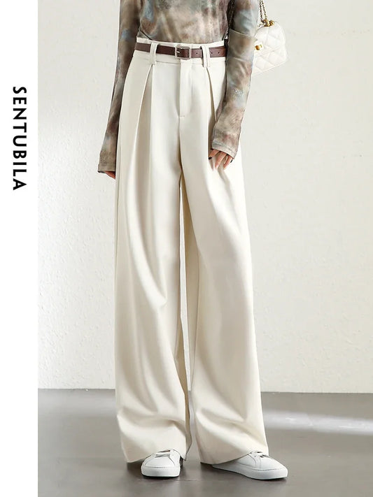 High Waist Baggy Pant Women Full Length Straight Loose Casual Trousers Spring Elegant Wide Leg Pant-belleandkai.com