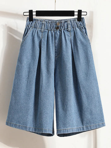 High Waist Wide Leg Loose Denim Shorts Women 2024 Summer New Arrivals Half Length Blue Color Jeans Shorts Korean Casual Jeans-belleandkai.com