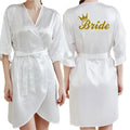 Rose Gold Women Bathrobe White Letter Bride Bridesmaid Mother Maid of Honor Get Ready Bridal Party Robes Gifts Dressing Gown-belleandkai.com