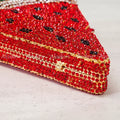 Alizekerr Pizza Shaped Diamond Evening Clutch Bags 2024 New Gorgeous Unique Metallic Watermelon Rhinestone Purses Wedding Party-belleandkai.com