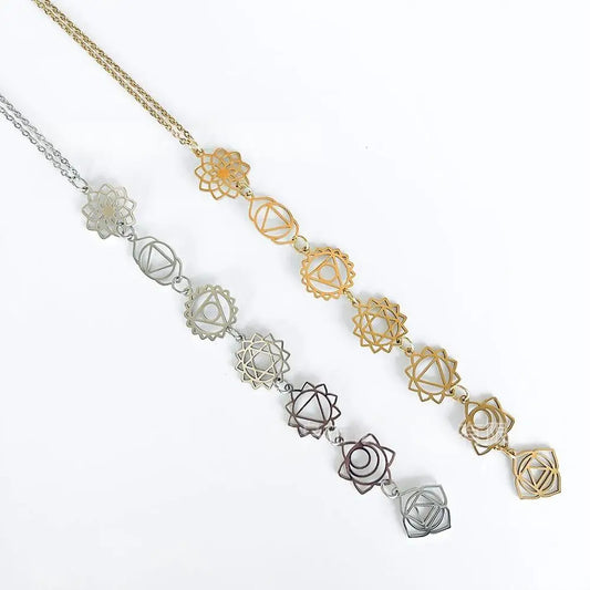 KityKiss 7 Chakra Yoga Necklace Hypoallergenic Gold Pendant for Meditation Boho Spiritual Gift-belleandkai.com
