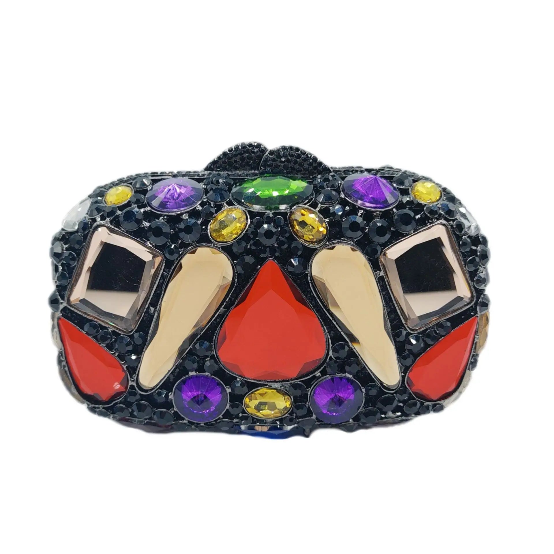 WHTUOHENLarge Silver Stones Wedding Dress Purses Women Bridal Crystal Handbags Rhinestone Party Prom Evening Clutches Minaudiere-belleandkai.com
