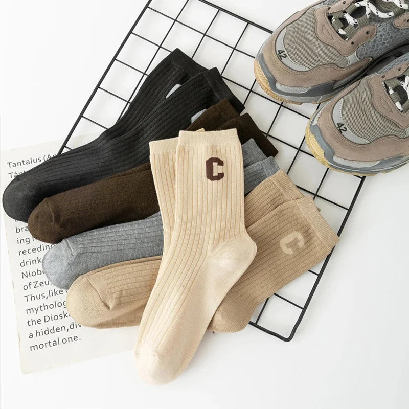 5 Pairs/Lot Socks Women's Cotton Print Short Ankle Set White Sports Cycling Running Compression Summer Breathable-belleandkai.com