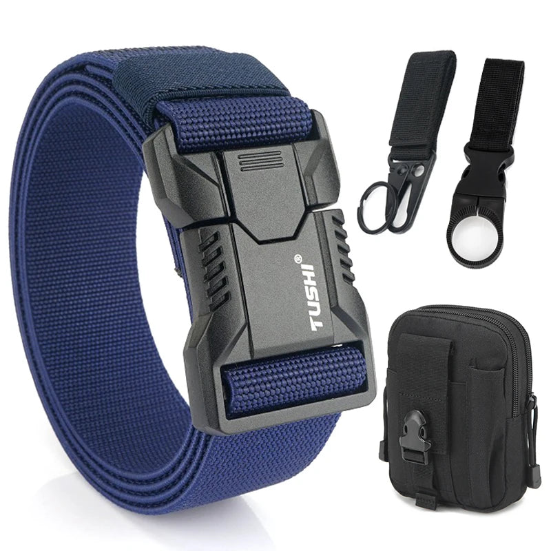 VATLTY New Tactical Outdoor Belt for Men and Women Aluminum Alloy Buckle Quick Release Elastic Belt Casual Belt Jeans Waistband-belleandkai.com