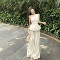 Pant Sets for Women 2 Pieces Ruffle New Matching Chic and Elegant Clothes Full Casual Luxury Promotion Wide Leg Trousers Woman-belleandkai.com