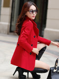 New Autumn Winter Woolen Coat Women Slim Double Breasted Medium Long Wool Blend Warm Female Overcoat Winter Coat Jacket-belleandkai.com