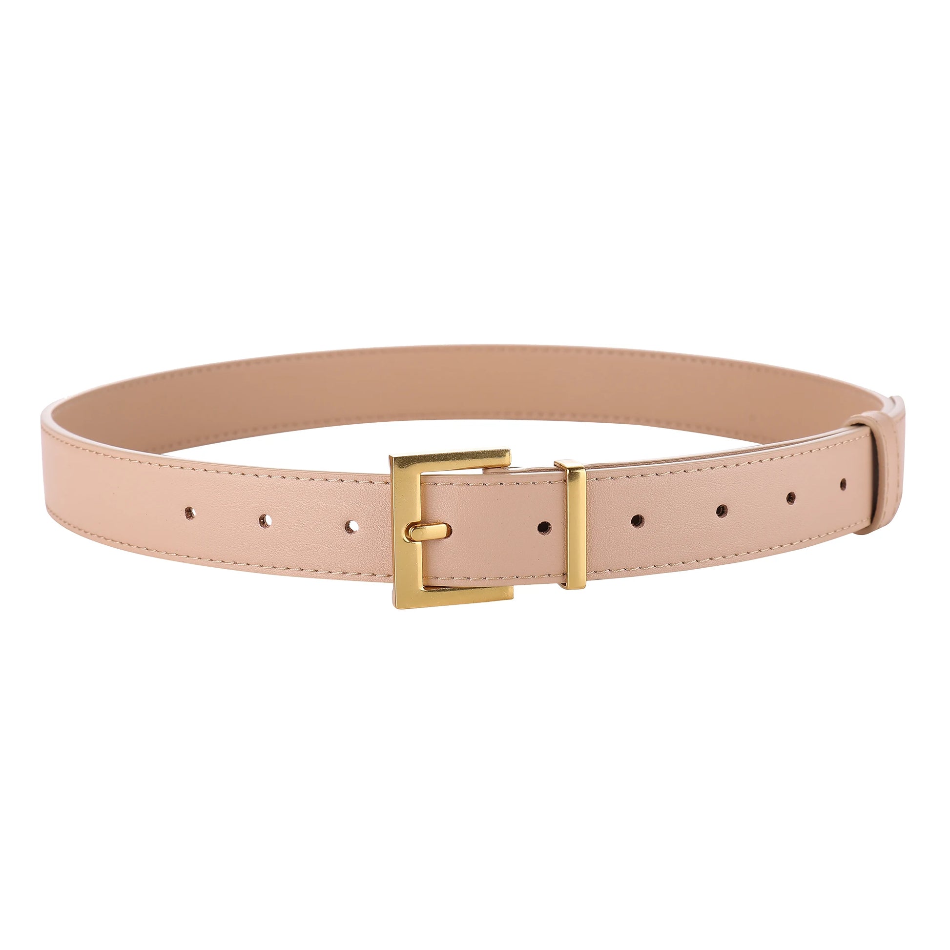 New Luxury Double Genuine Leather Belt for Women Jeans Casual Dress Square Alloy Buckle Ladies Trendy Belts Fashion Waistband-belleandkai.com