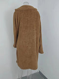 Autumn and winter cross-border women's clothing hot item: furry long sleeved lapel women's plush top long coat-belleandkai.com