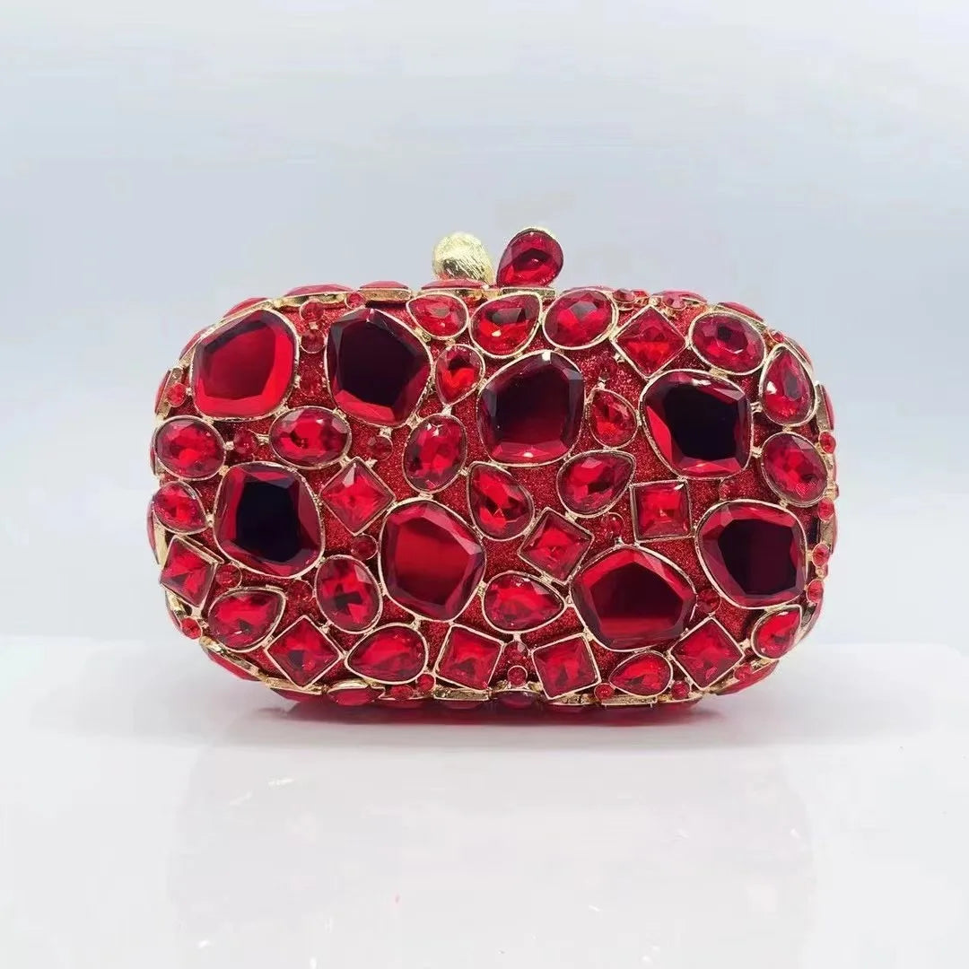 WHTUOHENLarge Silver Stones Wedding Dress Purses Women Bridal Crystal Handbags Rhinestone Party Prom Evening Clutches Minaudiere-belleandkai.com