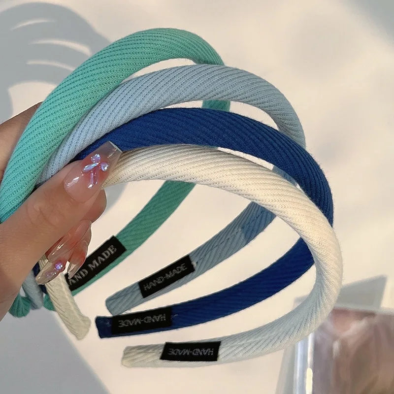 New Korean Simple Striped Solid Color Hair Band for Women's Sweet Versatile Face Washing Headband Girls Hair Accessories-belleandkai.com