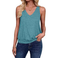 Summer Women's V-Neck Sleeveless Top Casual Vest Fashionable Trendy Tank Top Polyester Blend Fabric No Decoration-belleandkai.com