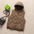 2024 New Arrivals Women Fashion Ultralight Thin Hooded Down Jackets Spring Winter Female Korean Slim Fit Sleeveless Puffer Coat-belleandkai.com