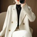 Women's Woolen Coat Short Autumn Winter Loose Fit Suit Collar Outerwear Trendy Fashion Casual Wear Full Sleeve Origin China-belleandkai.com