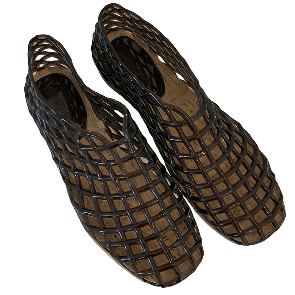 Women Jelly Flats Lightweight Breathable SlipOn Ballet Flats for Summer Beach and Outdoor Travel-belleandkai.com
