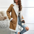 Vintage Suede Woolen Overcoats Women Loose Laple Thicken Long Sleeve Female Coats 2024 Autumn Winter Fashion Lady Outerwears-belleandkai.com