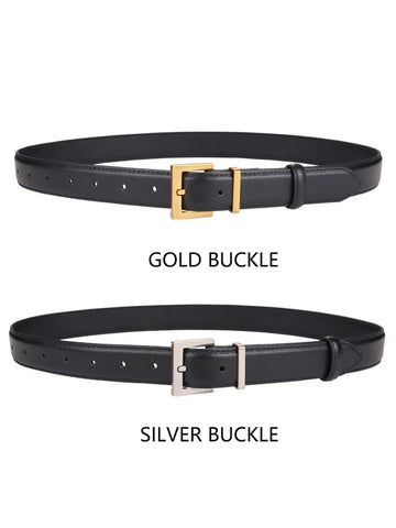 New Luxury Double Genuine Leather Belt for Women Jeans Casual Dress Square Alloy Buckle Ladies Trendy Belts Fashion Waistband-belleandkai.com