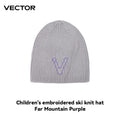 VECTOR Children's Embroidered Ski Knitted Hat Solid Color for Warmth, Warmth, Comfort, and Skin Friendly Trend Versatile-belleandkai.com
