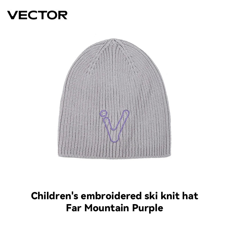 VECTOR Children's Embroidered Ski Knitted Hat Solid Color for Warmth, Warmth, Comfort, and Skin Friendly Trend Versatile-belleandkai.com