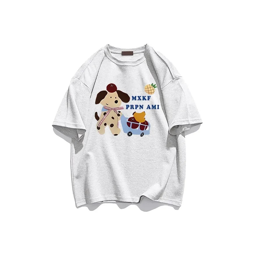 Fashionable summer versatile and age-reducing Korean loose short-sleeved T-shirt for women clothing y2k top graphic t shirts-belleandkai.com