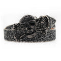 Skull Rhinestone Belts For Women Men Y2K Leather Strap Crystal Studded Western Cowgirl Cowboy Diamond Bling Bling Belt-belleandkai.com