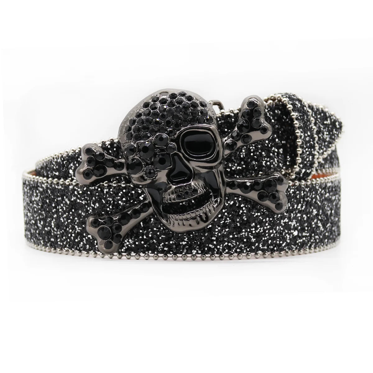 Skull Rhinestone Belts For Women Men Y2K Leather Strap Crystal Studded Western Cowgirl Cowboy Diamond Bling Bling Belt-belleandkai.com