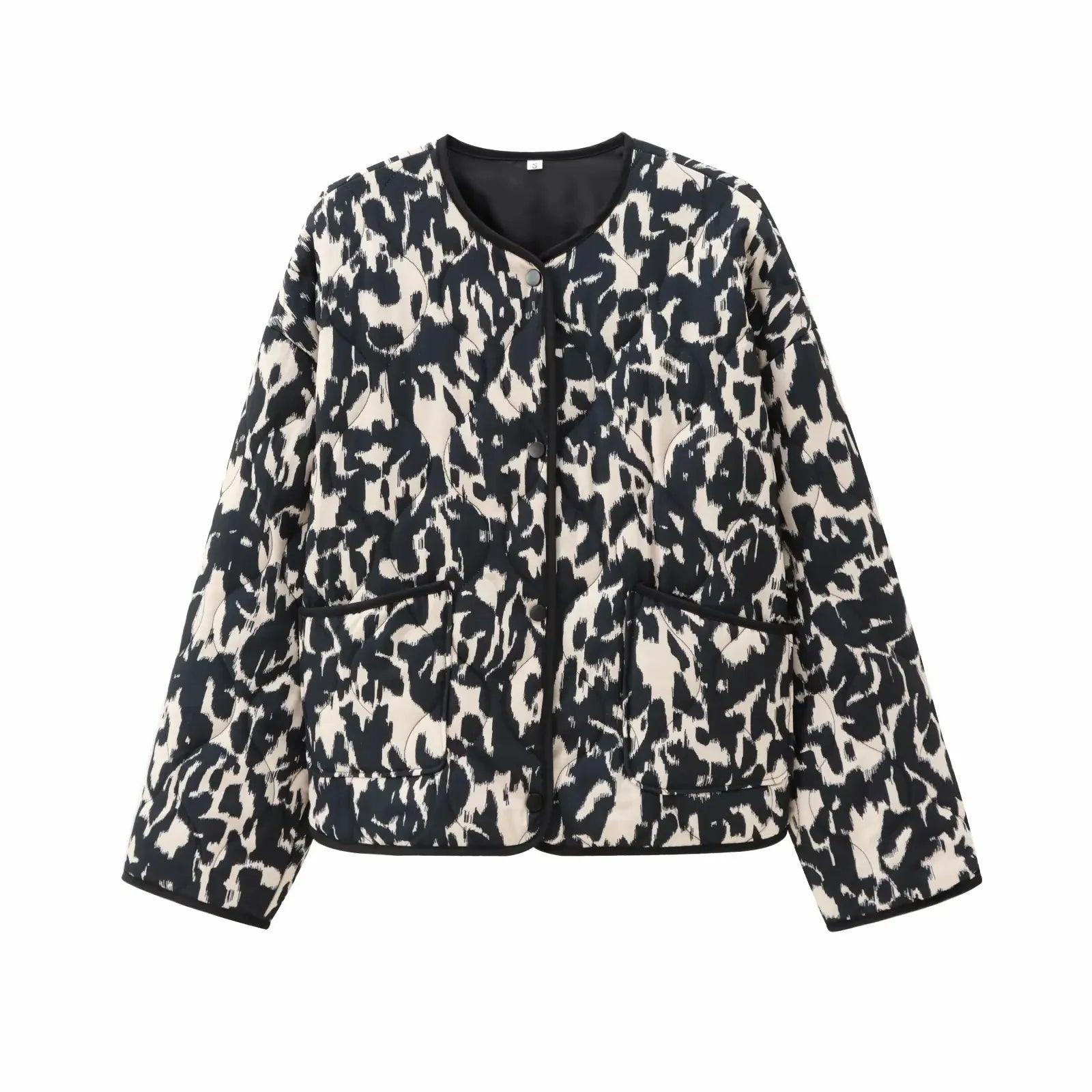 TRAF&ZA2025 Chic Trendy Printed Single Breasted Jacket Fashion Autumn Long Sleeve Coat Versatile Comfortable Short Coat? ?-belleandkai.com