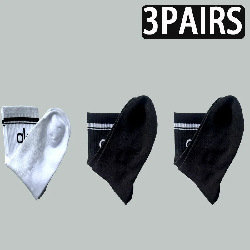 1/3/5 Pairs A* Mid Tube Yoga Socks Premium Cotton Unisex Breathable Comfortable Fitness Socks Set for Yoga Gym Sports All Season-belleandkai.com